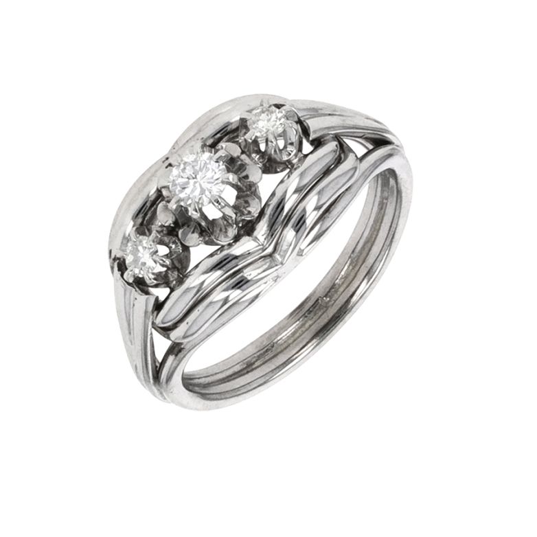Bague vintage diamants 0.20 carat or blanc 6.13g Comme neuf -  reconditionné disponible sur Gemme Les Bijoux